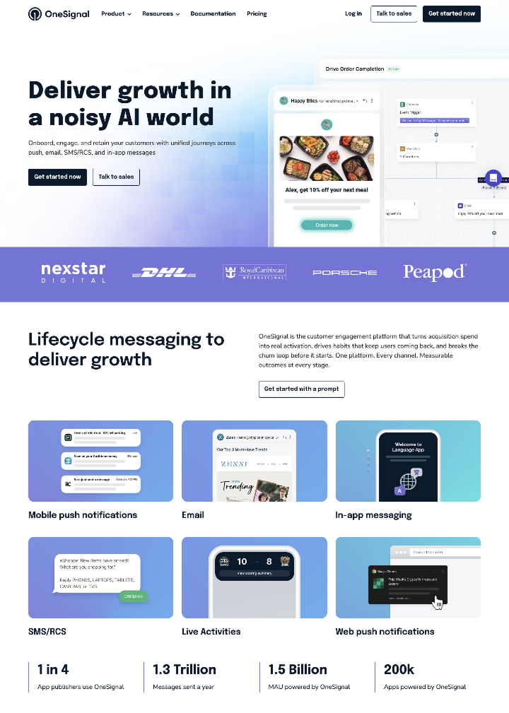 OneSignal pricing page