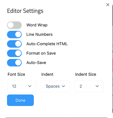 Postdrop editor settings modal